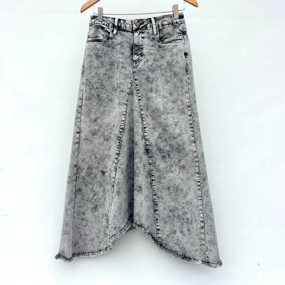 Wash Lab Pieced Denim Selma Skirt Acid Wash Midi Gray Charcoal 28 Jean - Picture 2 of 9